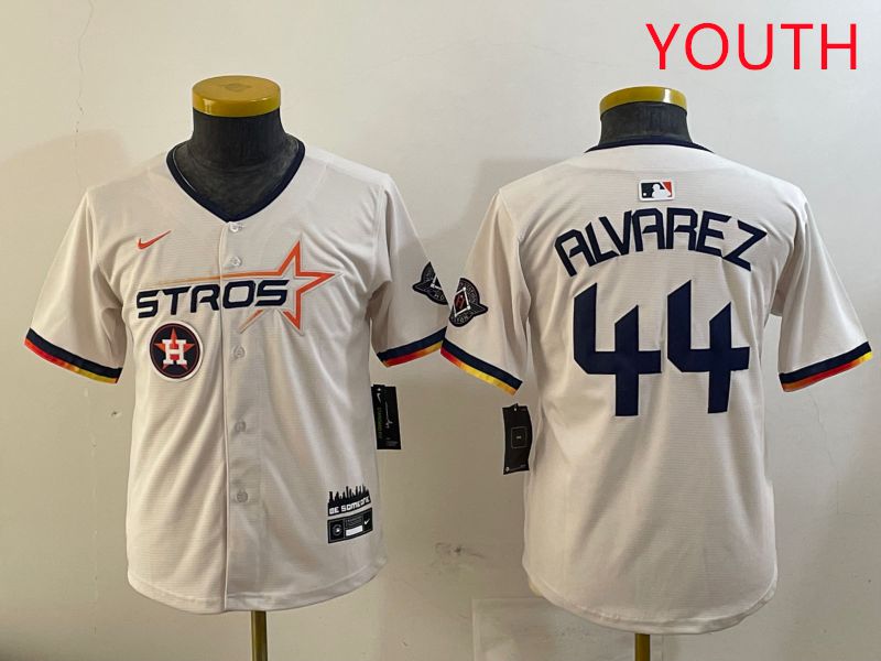 Youth Houston Astros 44 Alvarez Cream Three generations Joint Name 2025 Nike MLB Jersey style 4118